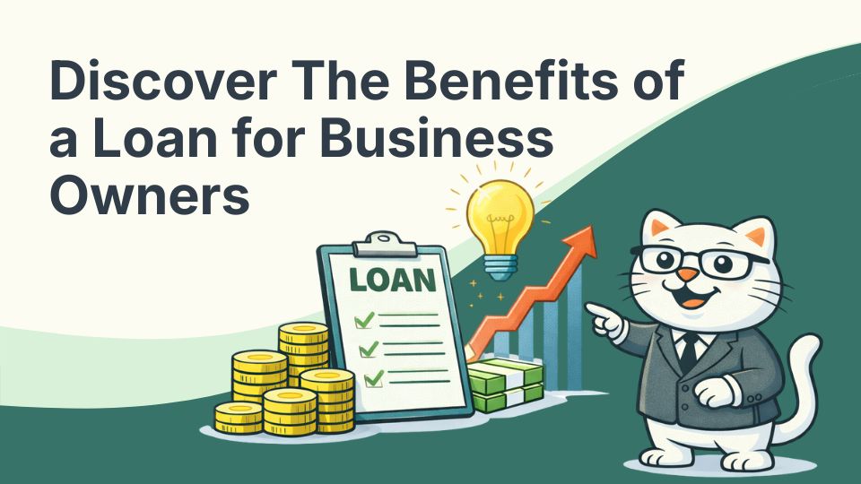 Flat vector illustration of cat discovering the benefits of a loan for business owners in south africa.