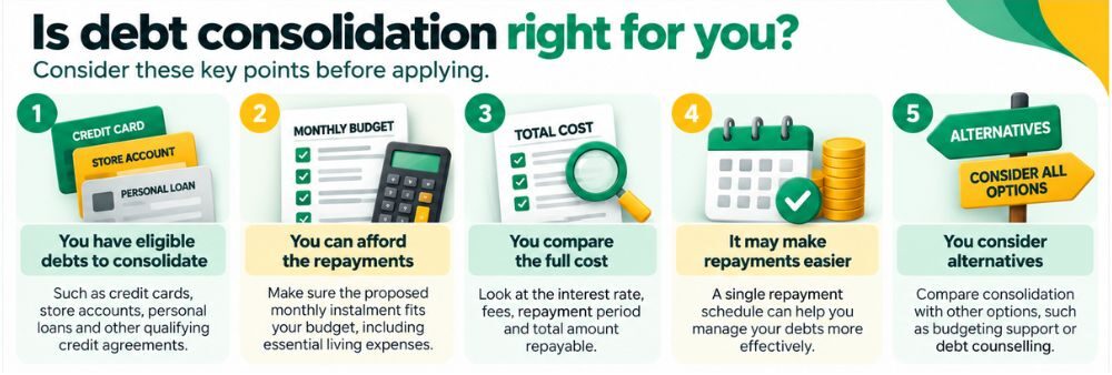 Checklist to decide whether debt consolidation is suitable
