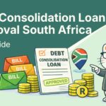 Debt Consolidation Loan Approval South Africa - Flat vector illustration of cat looking at debt consolidation loan approval in south africa.