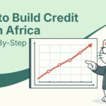 Flat vector illustration of cat showing improving credit in south africa.