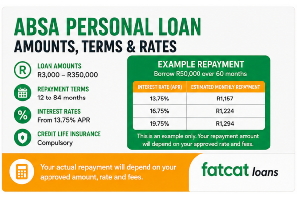 ABSA personal loan rates and terms