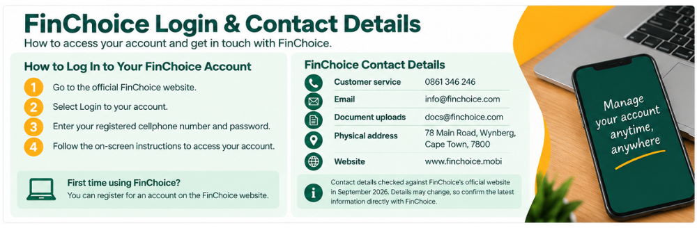 Finchoice login and contact details