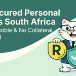 Flat vector illustration of cat holding a coin and shield in south africa