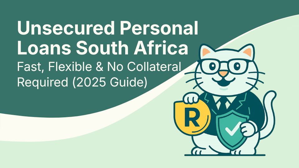 Flat vector illustration of cat holding a coin and shield in south africa