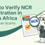 How to Verify NCR Registration in South Africa - Flat vector illustration of cat holding an ncr document in south africa