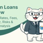Capfin Loans Review - Flat vector illustration of cat holding a sign with a capfin logo in south africa.