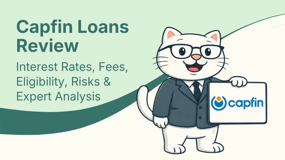 Flat vector illustration of cat holding a sign with a capfin logo in south africa.