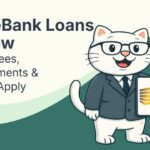 Flat vector illustration of cat holding a sign with tymebank logo in south africa.