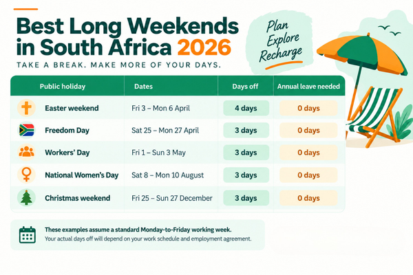 Best Long Weekends in South Africa 2026 - Best long weekends in south africa in 2026