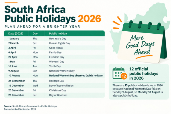 South Africa Public Holidays 2026 - South africa public holidays 2026 dates and calendar