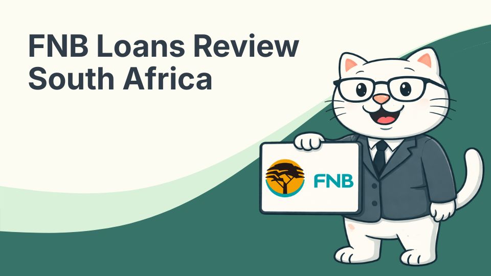 Cat holding a sign with fnb logo.