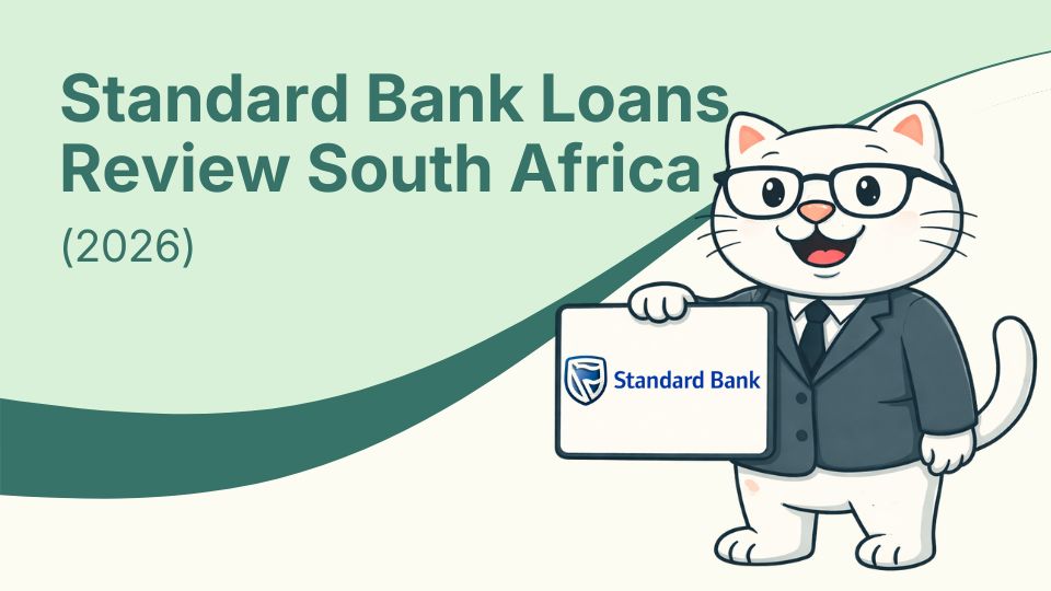 Cat holding sign with standard bank logo
