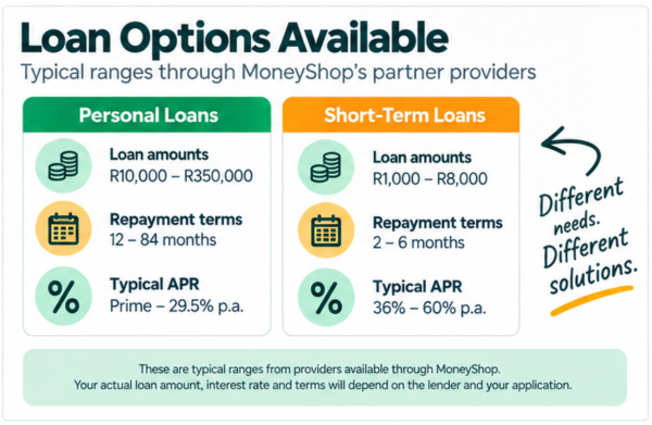 Loan Options Available - Moneyshop loan options